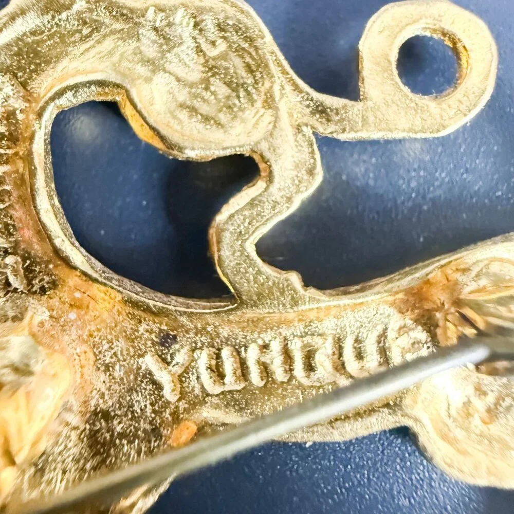 Peggy Yunque 1995 Gold Tone Tribal Scythian Animal Style Deer Stag Brooch